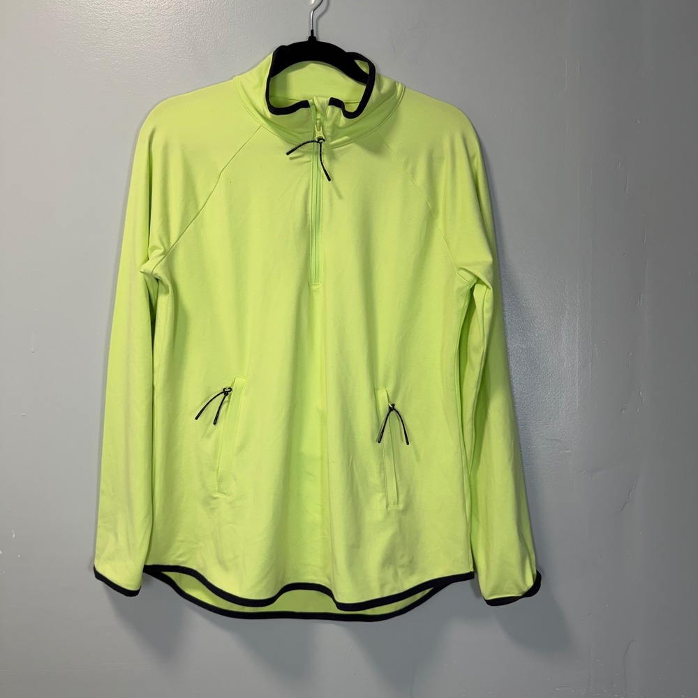 T‎ by Talbots Womens Neon Yellow UPF 50 Plus 1/4 Zip Pullover M